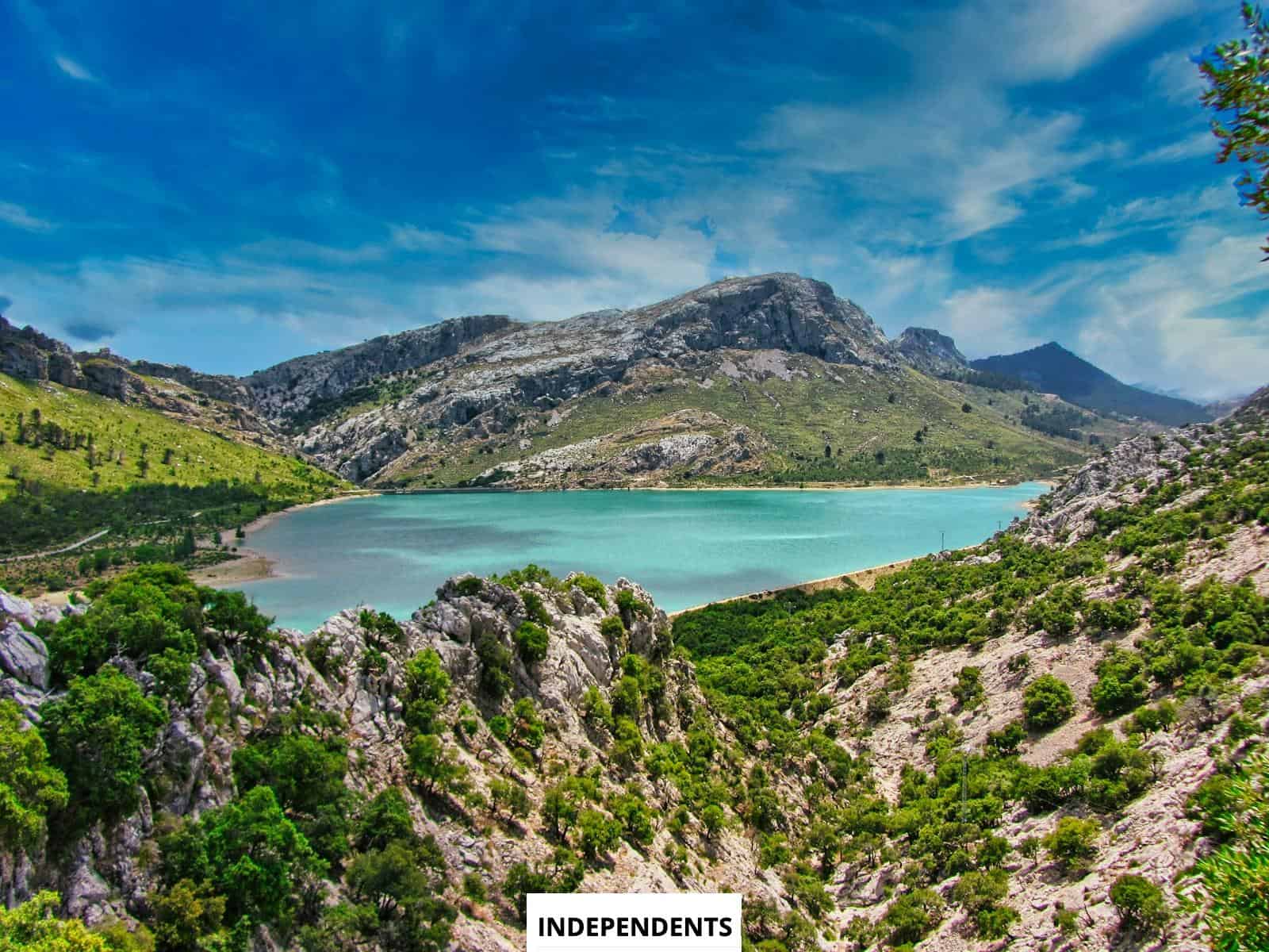 green and brown mountains beside body of water under blue sky during daytime