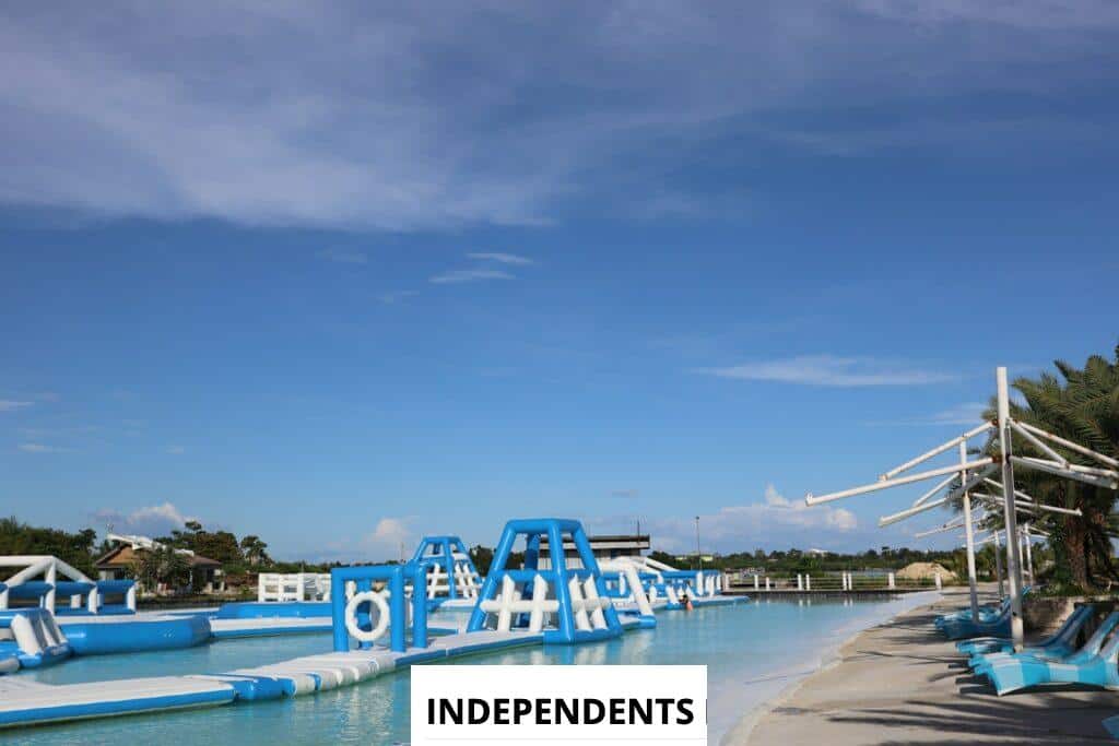 a pool with a slide