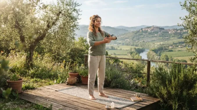 Persona practicando wellness en un entorno natural